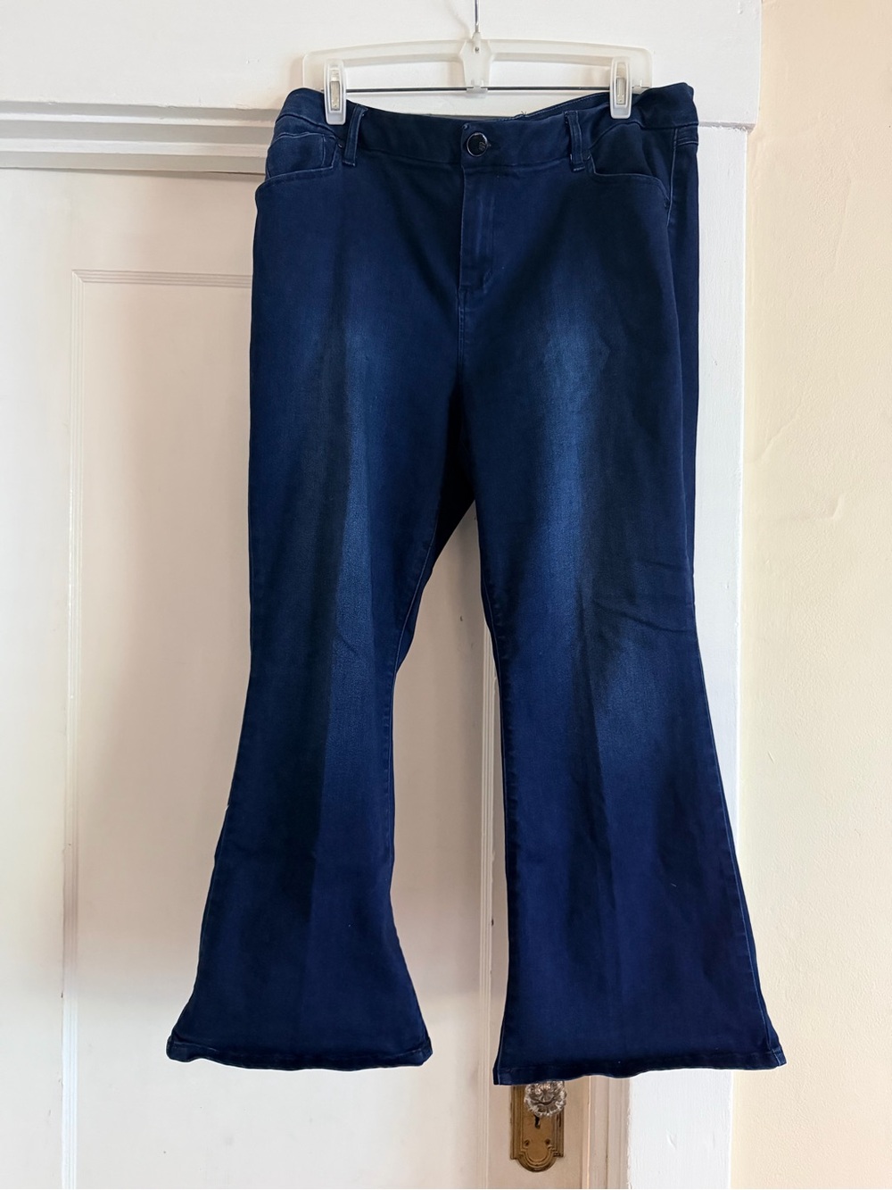 1822 Denim Dark Navy Flare Wide-Leg Jeans